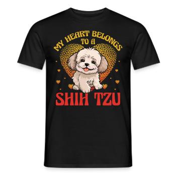 Mon cœur appartient à un Shih Tzu - T-shirt homme - noir - Devant - AI Model Male 178 light (178cm)