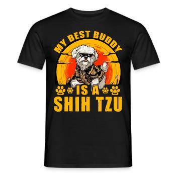 Mon meilleur ami est un Shih Tzu - T-shirt homme - noir - Devant - AI Model Male 178 light (178cm)