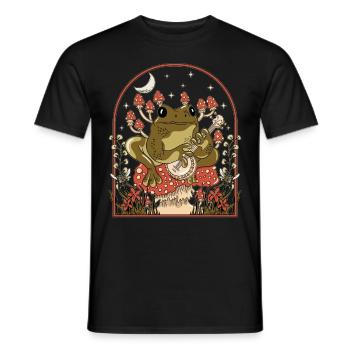 Cottagecore Aesthetic Frog Mushroom Moon - Men's T-Shirt - black - Front - AI Model Male 178 light (178cm)