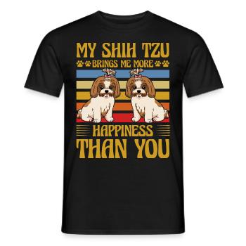 Mon Shih Tzu m’apporte plus de bonheur que toi - T-shirt homme - noir - Devant - AI Model Male 178 light (178cm)