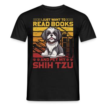 Je veux juste lire des livres et caresser mon Shih Tzu - T-shirt homme - noir - Devant - AI Model Male 178 light (178cm)