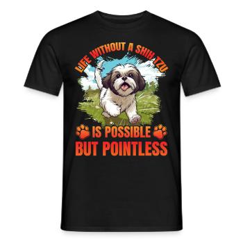 La vie sans Shih Tzu est possible mais inutile - T-shirt homme - noir - Devant - AI Model Male 178 light (178cm)