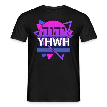 Yahweh Tetragrammaton Retro - Men's T-Shirt - black - Front - AI Model Male 178 light (178cm)
