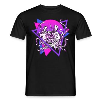 Fliegendes Spaghettimonster FSM Pastafarian Retro - Männer T-Shirt - Schwarz - Vorne - AI Model Male 178 light (178cm)