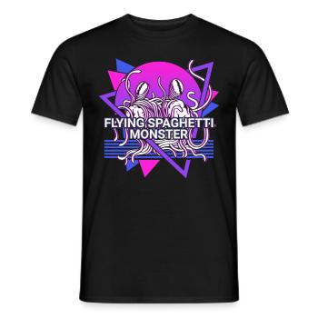 Spaghetti volant monstre FSM Pastafarian rétro - T-shirt homme - noir - Devant - AI Model Male 178 light (178cm)
