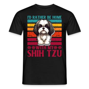Je préfère être à la maison avec mon Shih Tzu - T-shirt homme - noir - Devant - AI Model Male 178 light (178cm)