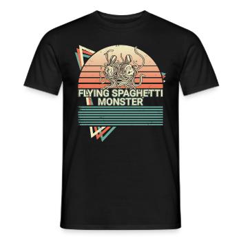 Fliegendes Spaghettimonster FSM Pastafarian Retro - Männer T-Shirt - Schwarz - Vorne - AI Model Male 178 light (178cm)