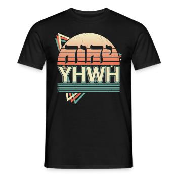 Yahweh Tetragrammaton Retro - Men's T-Shirt - black - Front - AI Model Male 178 light (178cm)