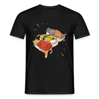 Cuisine japonaise J’adore les sushis amoureux nigiri - T-shirt homme - noir - Devant - AI Model Male 178 light (178cm)