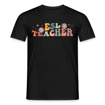 Groovy Esl Teacher English as a Second Language - Men's T-Shirt - black - Front - AI Model Male 178 light (178cm)