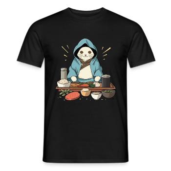 Cuisine japonaise J’adore les sushis amoureux nigiri - T-shirt homme - noir - Devant - AI Model Male 178 light (178cm)