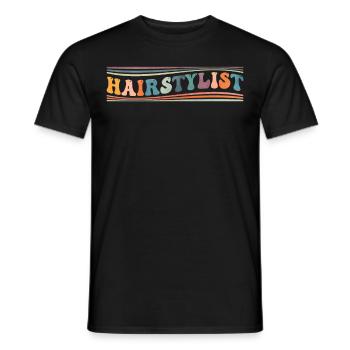Groovy Hairstylist Hairdresser - Men's T-Shirt - black - Front - AI Model Male 178 light (178cm)
