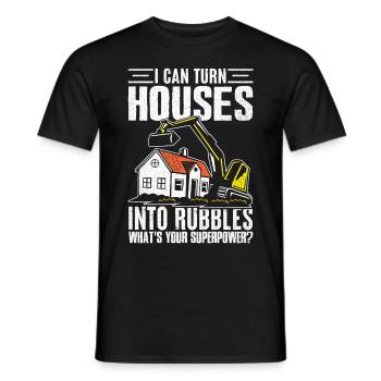 Fun day of house demolition - Men's T-Shirt - black - Front - AI Model Male 178 light (178cm)