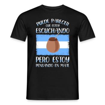 Drapeau de l’Argentine Thé yerba maté argentin - T-shirt homme - noir - Devant - AI Model Male 178 light (178cm)