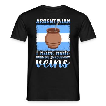 Drapeau de l’Argentine Thé yerba maté argentin - T-shirt homme - noir - Devant - AI Model Male 178 light (178cm)
