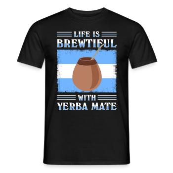 Drapeau de l’Argentine Thé yerba maté argentin - T-shirt homme - noir - Devant - AI Model Male 178 light (178cm)
