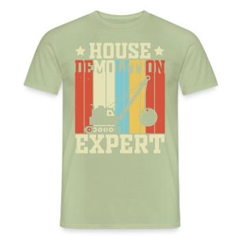Funny Wrecking Ball Crane - Men's T-Shirt - sage - Front - AI Model Male 178 light (178cm)