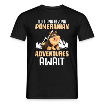 Fluff and Beyond Pomeranian Adventures Await - Männer T-Shirt - Schwarz - Vorne - AI Model Male 178 light (178cm)