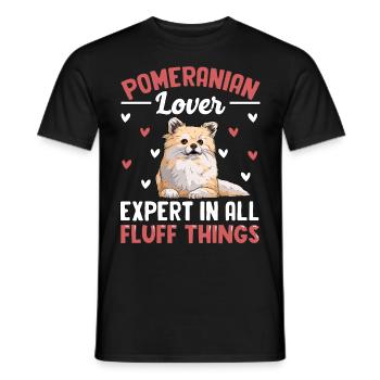 Amoureux de la Poméranie Expert en tout ce qui concerne les peluches - T-shirt homme - noir - Devant - AI Model Male 178 light (178cm)