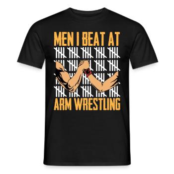 Funny men I've defeated in arm wrestling - Men's T-Shirt - black - Front - AI Model Male 178 light (178cm)