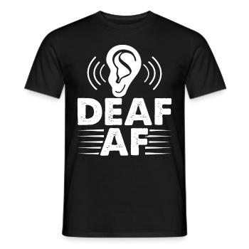 Funny Deaf Pride ASL Sign Language Hearing Aid - Men's T-Shirt - black - Front - AI Model Male 178 light (178cm)