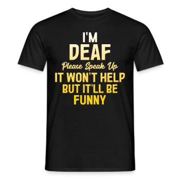 Funny Deaf Pride ASL Sign Language - Men's T-Shirt - black - Front - AI Model Male 178 light (178cm)