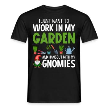 Funny garden gnome gardening dwarf garden - Men's T-Shirt - black - Front - AI Model Male 178 light (178cm)