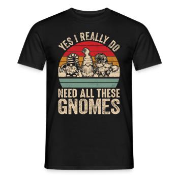 Funny garden gnome gardening dwarf garden - Men's T-Shirt - black - Front - AI Model Male 178 light (178cm)