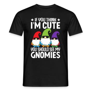 Funny garden gnome gardening dwarf garden - Men's T-Shirt - black - Front - AI Model Male 178 light (178cm)
