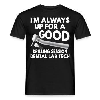 Funny Drilling Session Dentallabortechniker - Männer T-Shirt - Schwarz - Vorne - AI Model Male 178 light (178cm)