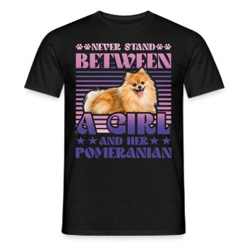 Never stand between a Girl and her Pomeranian - Men's T-Shirt - black - Front - AI Model Male 178 light (178cm)