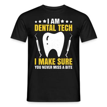 Funny technician for dental lab - Men's T-Shirt - black - Front - AI Model Male 178 light (178cm)