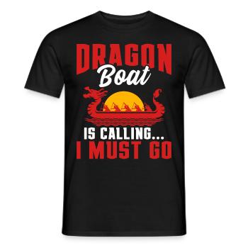 Drôle de bateau-dragon - Ich muss zum Rennen - T-shirt homme - noir - Devant - AI Model Male 178 light (178cm)