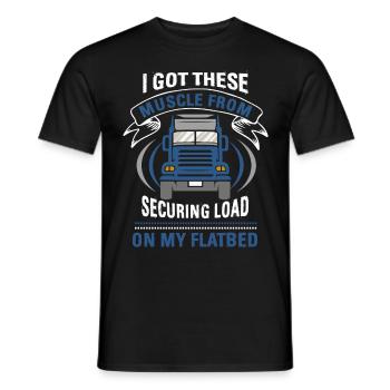 LKW Flachbettmaschine Frachtfahrzeug - Männer T-Shirt - Schwarz - Vorne - AI Model Male 178 light (178cm)