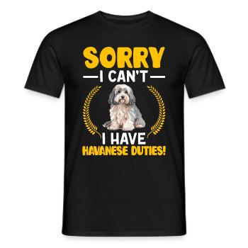 Désolé, je ne peux pas, j’ai des devoirs bichons havanais ! - T-shirt homme - noir - Devant - AI Model Male 178 light (178cm)