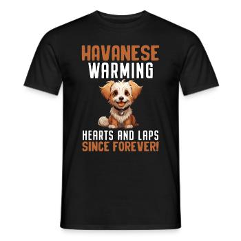 Havanese Warming Hearts and Laps since forever - Men's T-Shirt - black - Front - AI Model Male 178 light (178cm)