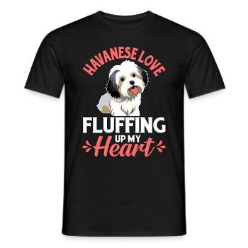 Havanese Love Fluffing up my Heart - Männer T-Shirt - Schwarz - Vorne - AI Model Male 178 light (178cm)