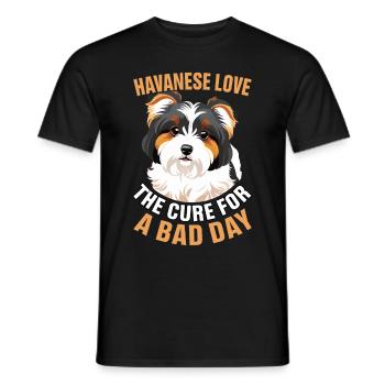 Havanese Love the cure for a bad day - Männer T-Shirt - Schwarz - Vorne - AI Model Male 178 light (178cm)