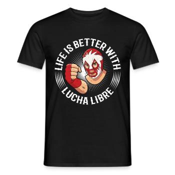 Mexican wrestling wrestler lucha libre mask - Men's T-Shirt - black - Front - AI Model Male 178 light (178cm)