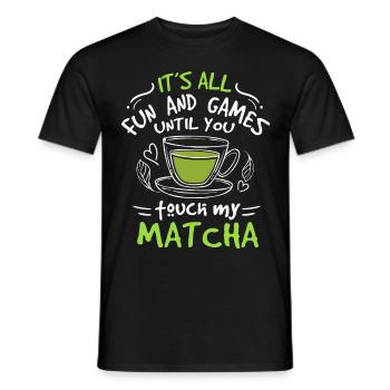 Green Tea Lovers Japanese Matcha Latte Drink - Men's T-Shirt - black - Front - AI Model Male 178 light (178cm)