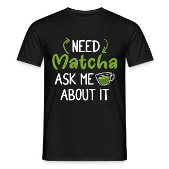 Green Tea Lovers Japanese Matcha Latte Drink - Men's T-Shirt - black - Front - AI Model Male 178 light (178cm)