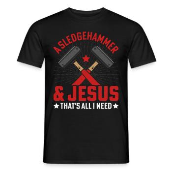 Fun day of house demolition - Men's T-Shirt - black - Front - AI Model Male 178 light (178cm)
