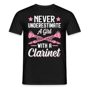 Funny player clarinetist - Men's T-Shirt - black - Front - AI Model Male 178 light (178cm)
