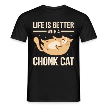 Kitty Fat Cat Lover Meme Kitten Meow Chonk Cat - T-shirt homme - noir - Devant - AI Model Male 178 light (178cm)