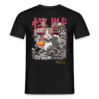 Kaiju Rabbit Japanese Anime Monster Easter Egg - Men's T-Shirt - black - Front - AI Model Male 178 light (178cm)