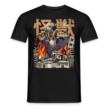Kaiju Ziege Japanisch Anime Monster Bauernhof Tier - Männer T-Shirt - Schwarz - Vorne - AI Model Male 178 light (178cm)