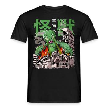 Kaiju Alien Japanese Anime Monster - Men's T-Shirt - black - Front - AI Model Male 178 light (178cm)