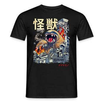 Kaiju Sloth Japanese Anime Monster Rodent - Men's T-Shirt - black - Front - AI Model Male 178 light (178cm)