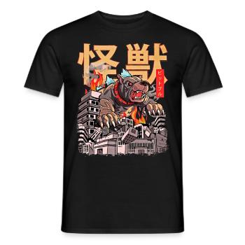Kaiju Pitbull Japanese Anime Monster Dog - Men's T-Shirt - black - Front - AI Model Male 178 light (178cm)