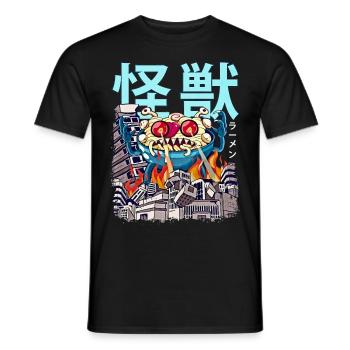 Kaiju Ramen Japanese Anime Monster Noodles - Men's T-Shirt - black - Front - AI Model Male 178 light (178cm)